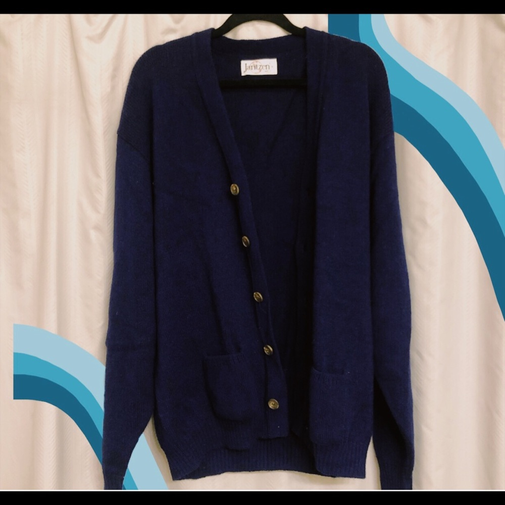 Vintage Jantzen Navy Blue 100% Wool Sweater